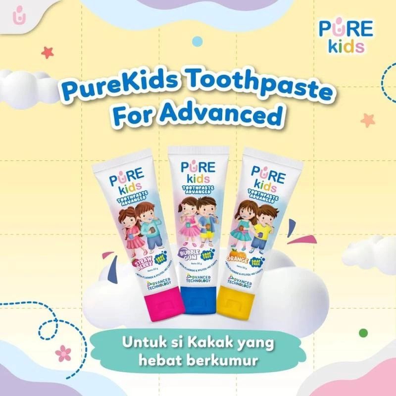 Pure Kids Toothpaste Advanced With Flouride dan Xylitol / Pasta Gigi Anak