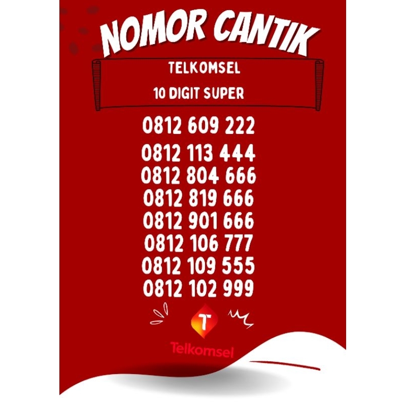 Telkomsel 10 digit nomor cantik 10 digit super 999