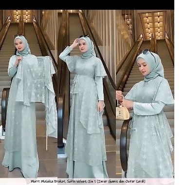 Set Balerina 2in1 Inner Dress Busui Outer Cardi gamis brukat dress muslim baju muslimah baju brukat 