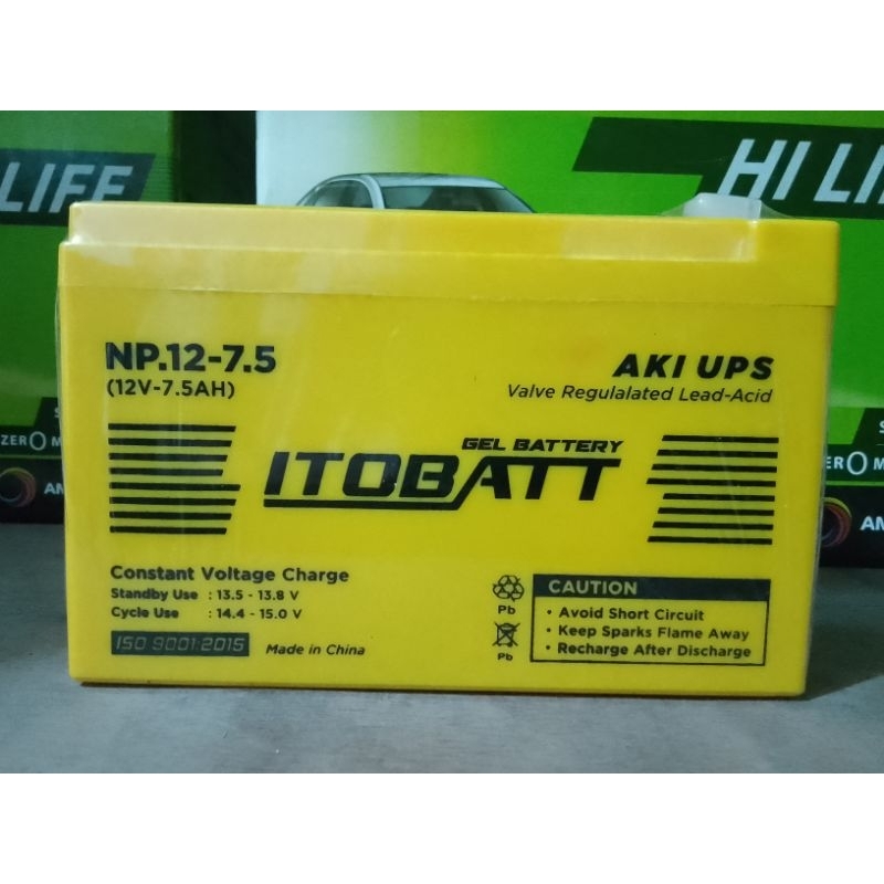 Aki UPS Komputer Itobatt NP12-7,5 Aki VRLA Valve Regulated Lead Acid Aki NP12-7.5 NP7-12