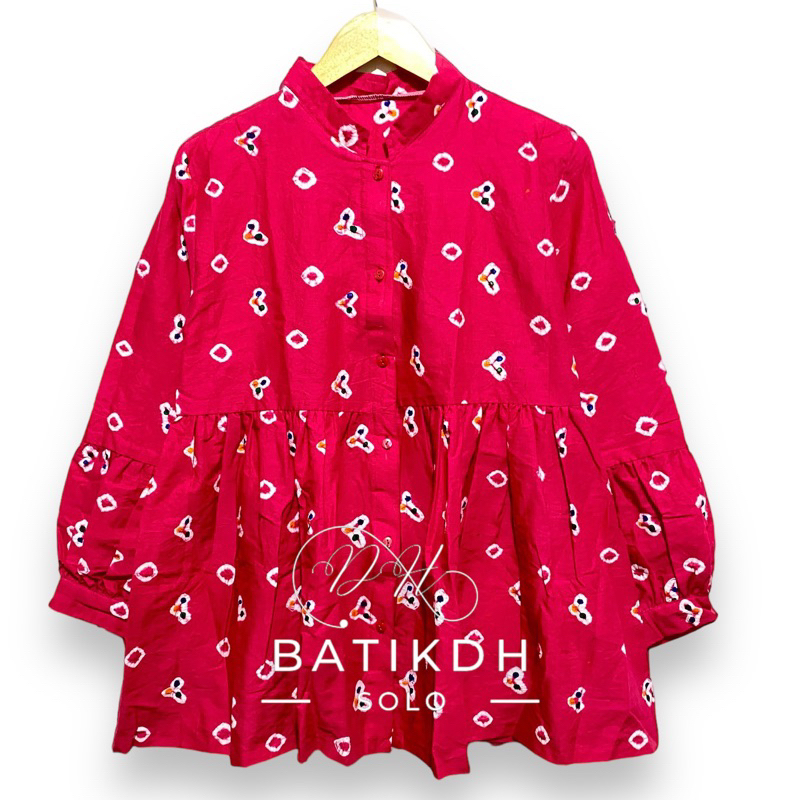 Dianti Blouse Batik Wanita Modern Terbaru Kekinian Busui Full Kancing Depan Jumbo Bahan Katun Cap Ju