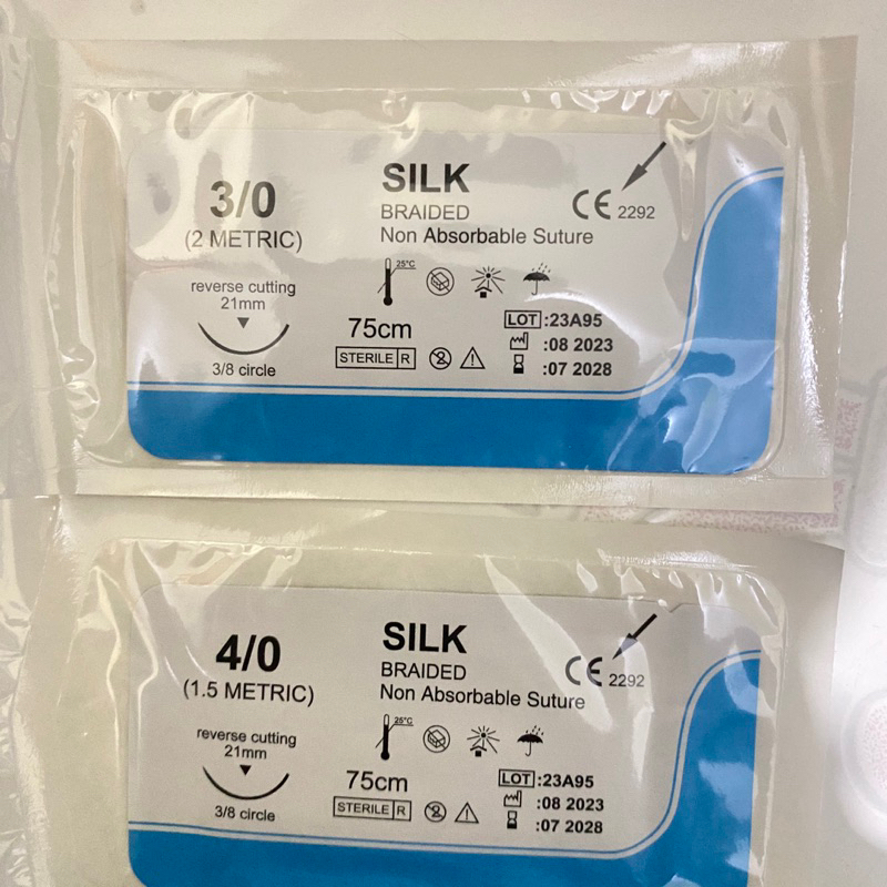 Dental Silk Braided Benang Suturing Jarum/ Benang jahit/ benang steril