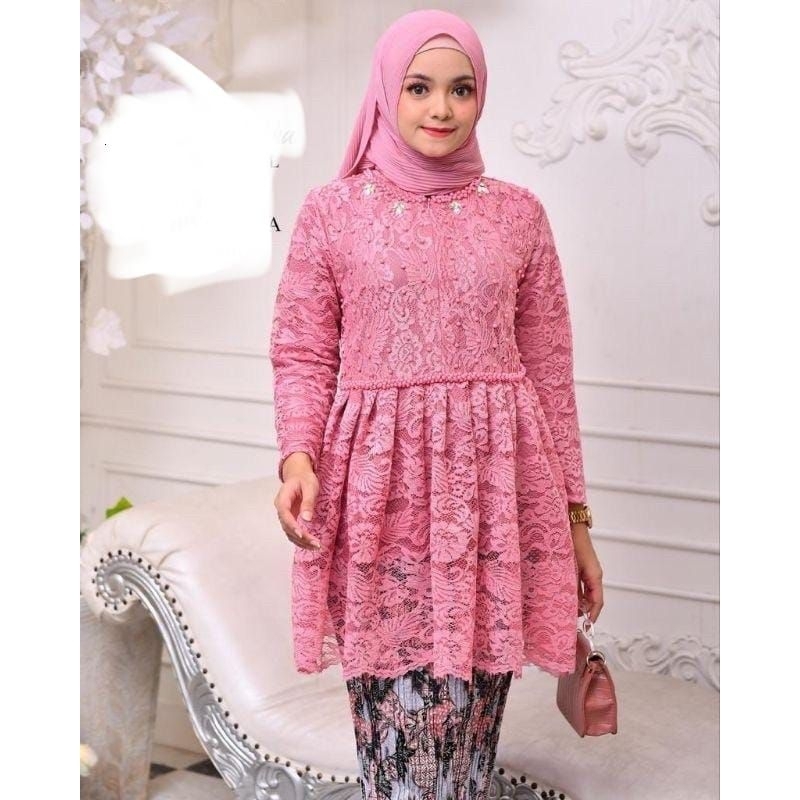 Kebaya Tunik Brokat Payet Mutiara Terbaru / Kebaya Modern / Kebaya Kondangan / Kebaya Tunik / Set Kebaya / Kebaya Pesta / Kebaya Wisuda / Set blouse Brokat / Tunik Brokat / Assyifa