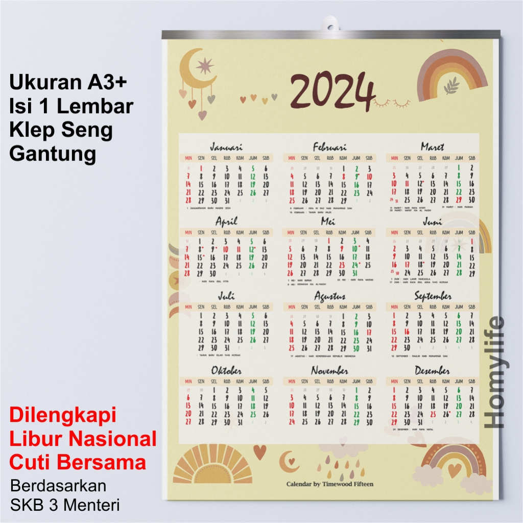 

Kalender Dinding POSTER 2025 Ukuran A3+ Isi 1 Lembar Klep Seng Lengkap Libur dan Cuti Nasional