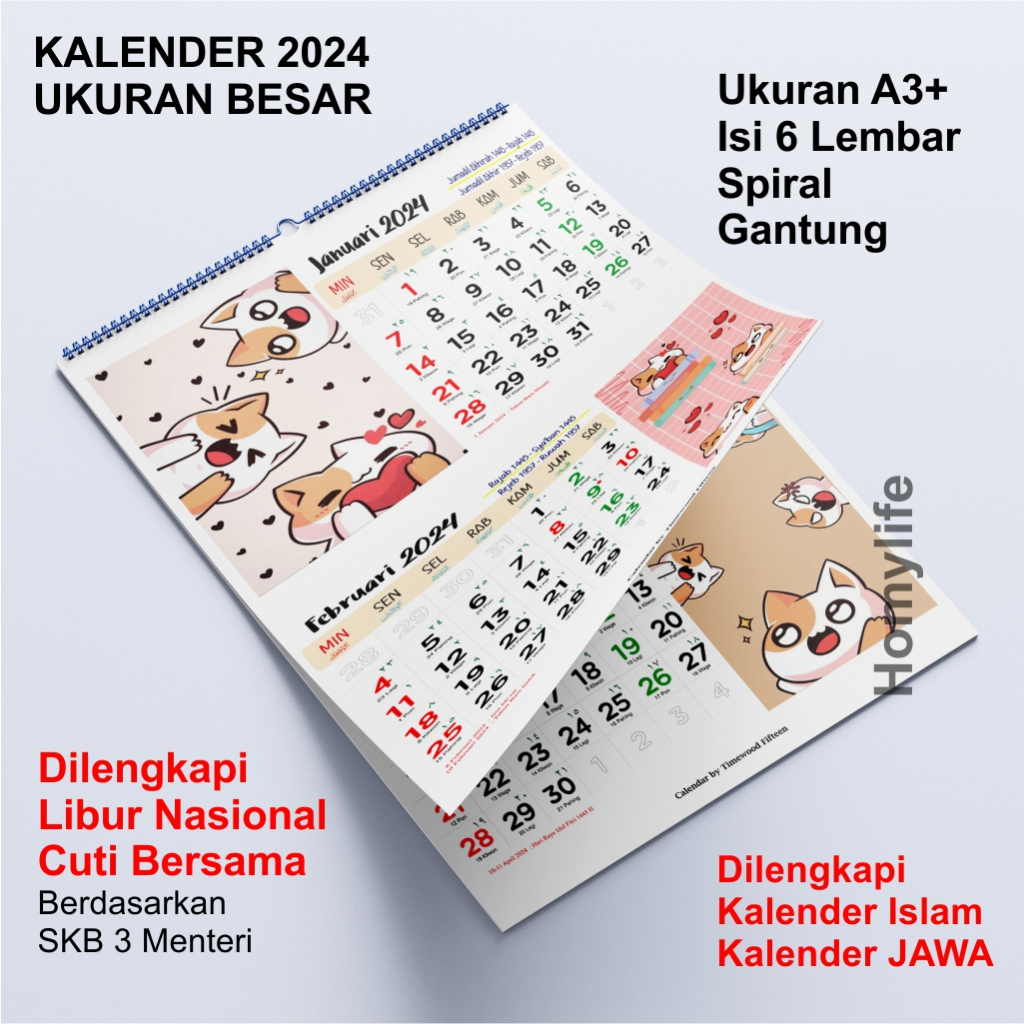 

Kalender Tembok 2025 Besar Isi 6 Lembar Spiral Libur Nasional Cuti Bersama Kalender Islam dan Jawa