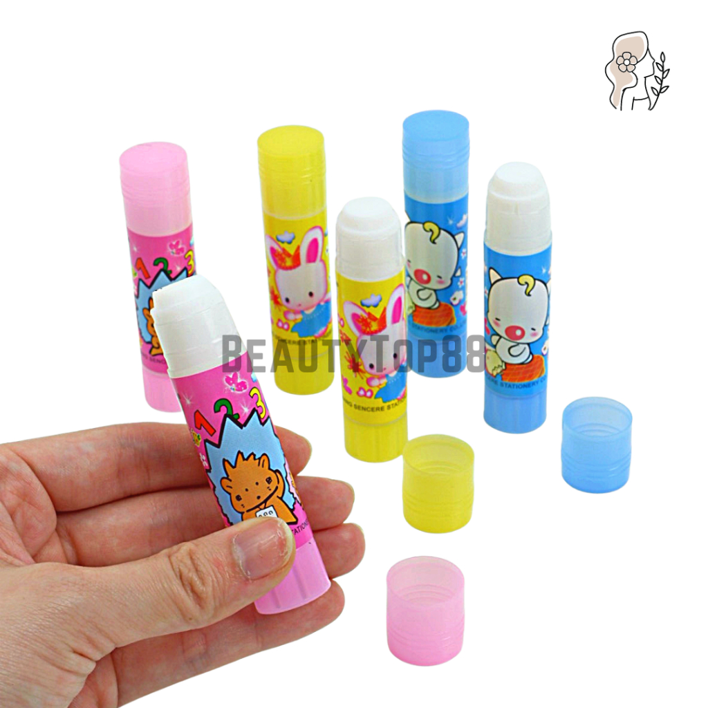 

Glue Stick Fancy Kecil 10 gr / Lem Stik Putar Murah / Lem Kertas Karakter Kartun Anak Anak