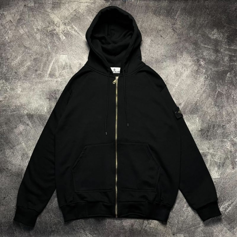 Zipper Jaket Hoodie Stone Island Fulltag Label
