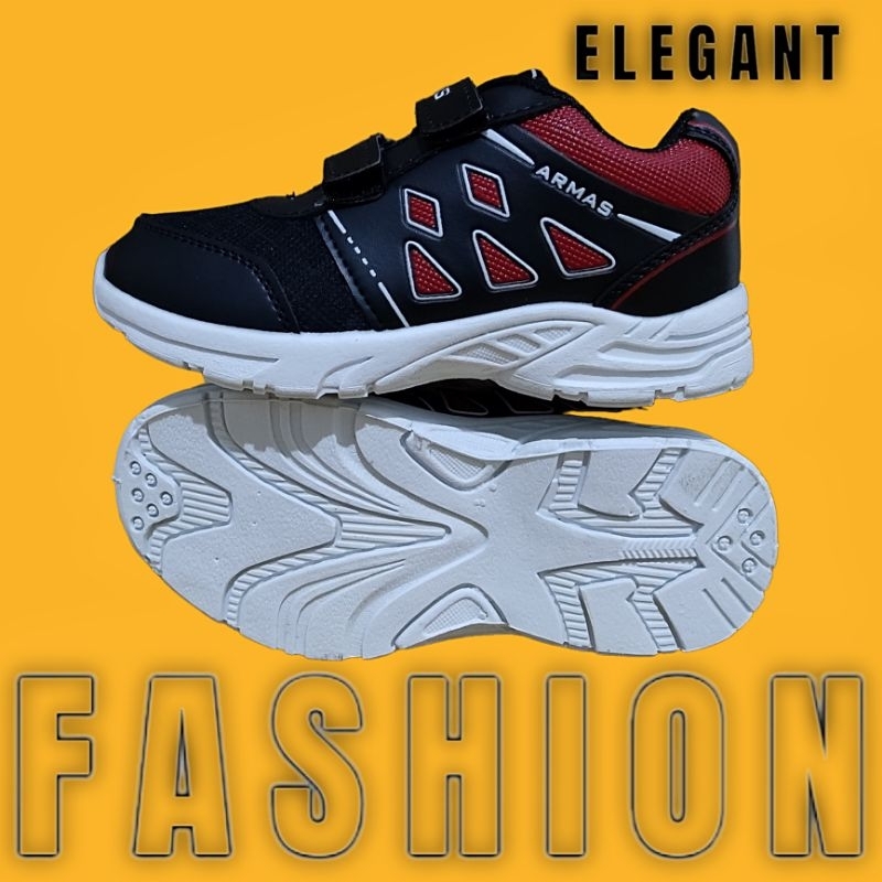Sepatu anak cowok cewek hitam motif ukuran 30 31 32 33 FS07 armas