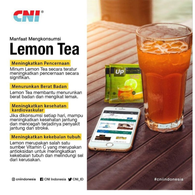 

Up Honey Lemon Tea, Minuman kaya Vitamin C, Teh hitam dan Ekstrak madu.