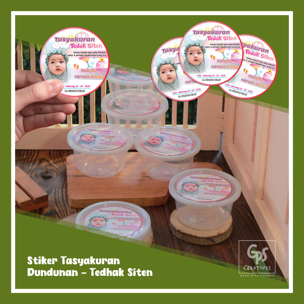 

Stiker Tasyakuran Dundunan Tedhak Siten Selapanan Model Bulat Cewek