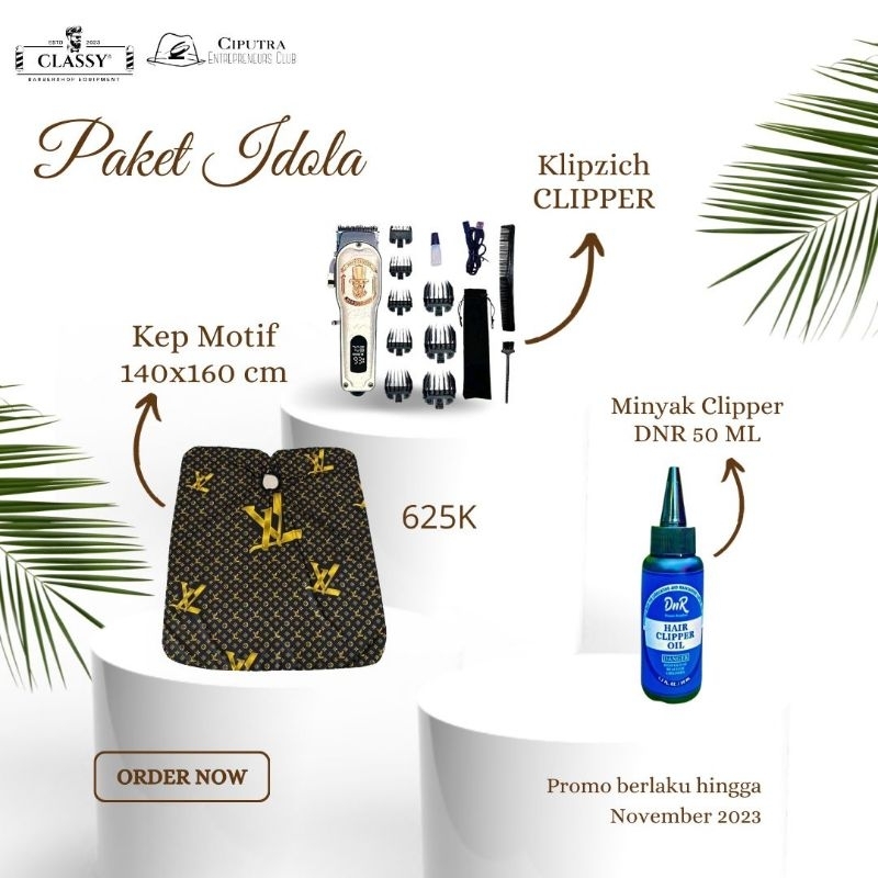 Paket Idola KLIPZICH CLIPPER ALAT CUKUR RAMBUT BARBER DAN PERLENGKAPANNYA