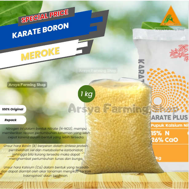 Meroke KARATE PLUS BORONI 1 kg Pupuk Kalsium Nitrat Untuk Bahan Baku AB Mix Hidroponik