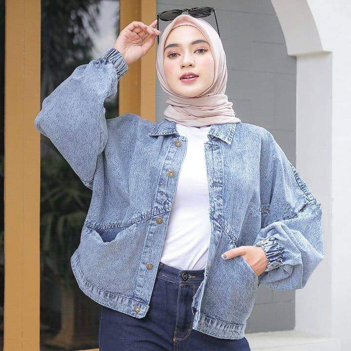 JAKET JEANS WANITA JAKET JINS JAKET DENIM OUTER JINS FASHION OVERSIZE