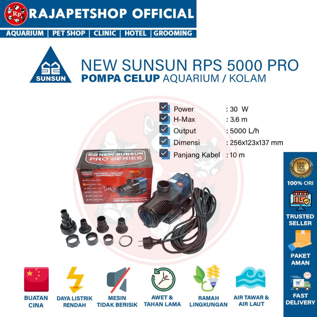 NEW SUNSUN RPS 5000 PRO Pompa Air Celup Kolam Aquarium