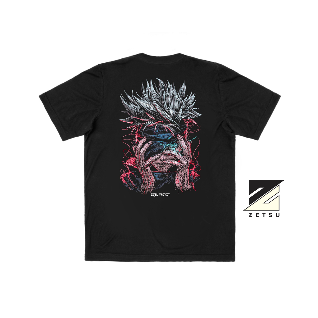 Zetsu Project - Gojo | Tshirt Hitam Pria | Wanita - Kaos Jujutsu Kaisen Combed 24s