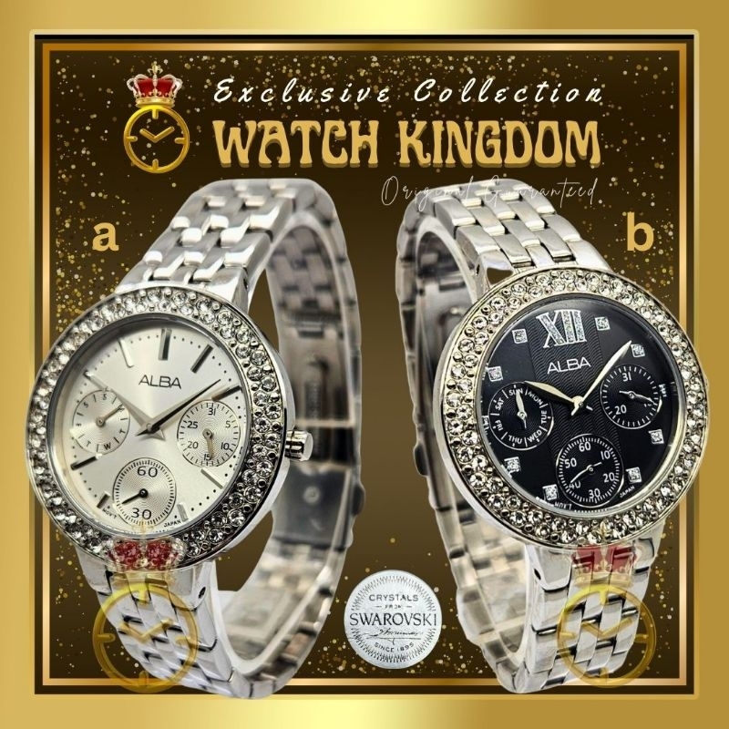 Jam Tangan Wanita Alba Ori Hari Tanggal Detik Day Date Second Water Resist Tali Rantai Stainless Ste