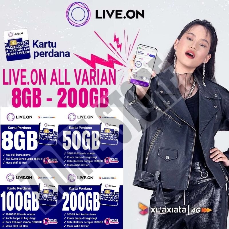 Kartu Perdana Internet XL Live On 7GB - 200GB (30hari) TERMURAH | Live.On 100GB 50GB