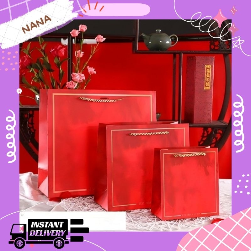 

INS PAPER BAG KOREA MERAH SHOPPING BAG /TAS HADIAH PB-INS 3 MERAH