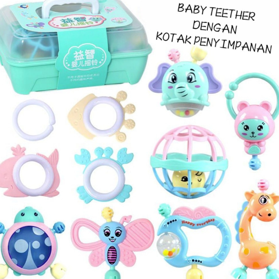 MKR 11pcs Mainan Shake Teether Kids Toys Perkembangan Anak Balita Rattle Gigitan Baby Gigitan Bayi Set Murah Hadiah COD