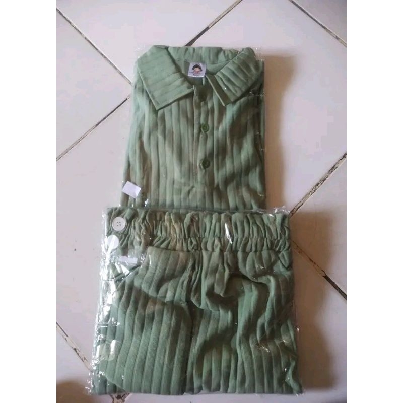 set crop polo tangan panjang