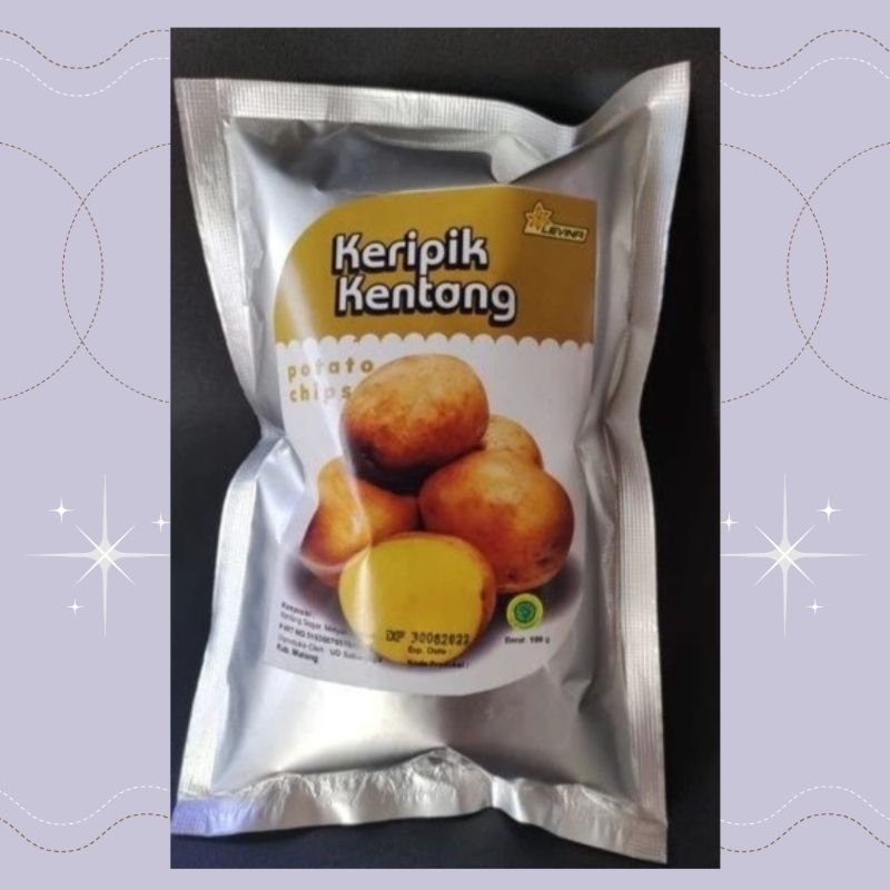 

SNACK KERIPIK KENTANG POTATO CHIPS LEVINA 100 GRAM CAMILAN ENAK MURAH OLEH-OLEH BATU MALANG