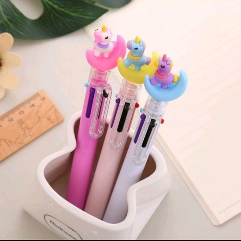 

Pulpen 6 Warna Unicorn Karakter Pena Mekanik Warna warni Bolpen Boneka Kartun