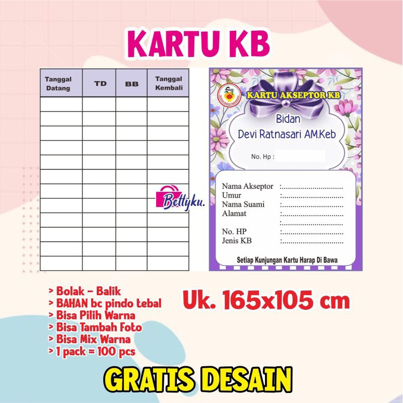

KARTU AKSEPTOR KB - KARTU KB 2 LIPAT PAKAI NAMA MURAH