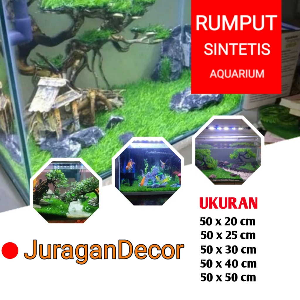 Rumput Sintetis swiss full Hijau aquarium ukuran 50x20 50x25 50x30 50x40 50x50