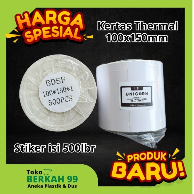 

direct thermal 100x150 mm isi 500 sticker barcode / label resi ekspedisi thermal