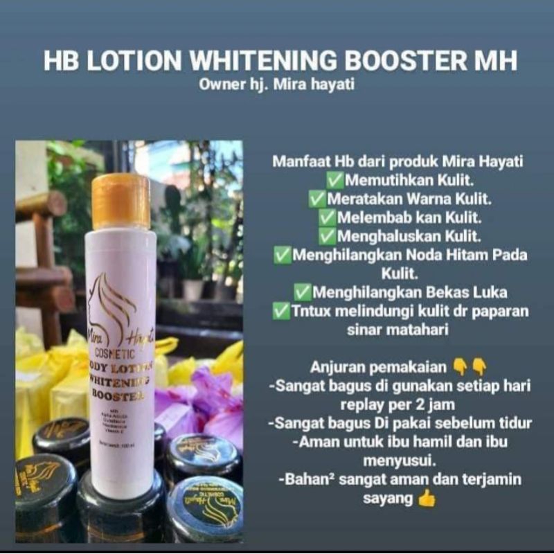 HB LOTION WHITENING BOOSTER 100ml MIRA HAYATI COSMETIC ORIGINAL