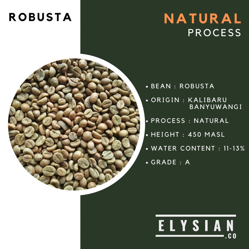 Green Bean Robusta Grade A 1kg / Biji Kopi Robusta Grade A 1kg (Natural Proses)