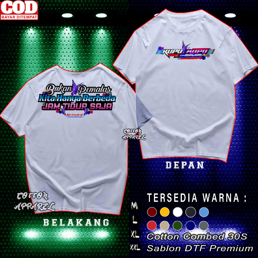 Tshirt Baju Kaos Resing Kupu Kupu Malam Pria dan Wanita