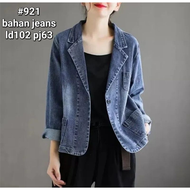 921 Blazer Jeans Non Stretch Wanita Import