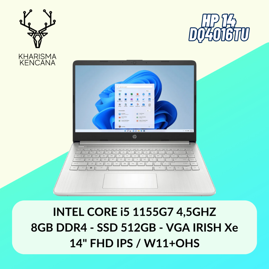 HP 14S DQ4016TU CORE i5 1155G7 8GB 512GB 14"FHD IPS W11+OHS