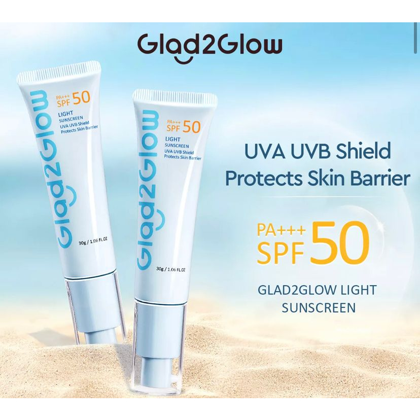 GLAD2GLOW Light Sunscreen Gel UV SPF 50 PA+++ (30gr) | Glad To Glow