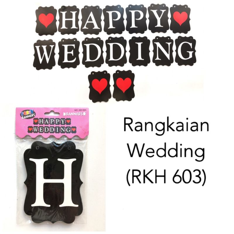 banner kertas happy wedding. starpartypgs