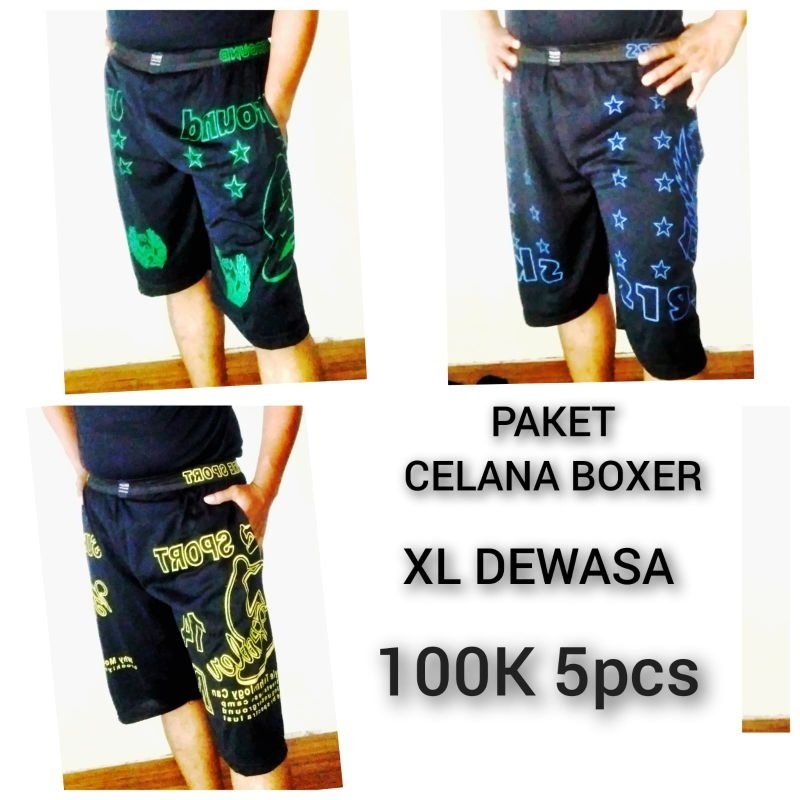 PAKET CELANA BOXER PRIA CELANA PENDEK BOXER DEWASA XL 100 RIBU DAPAT 5 PCS