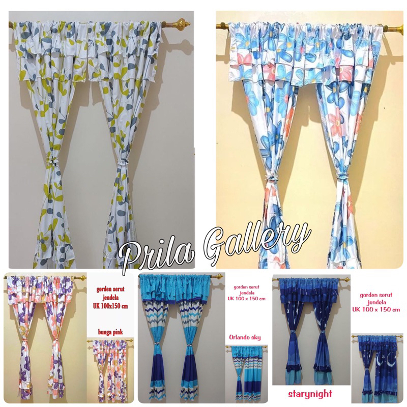 Gorden Serut Rimpel Tingkat / Gorden Serut Jendela Minimalis Free Tali Gorden