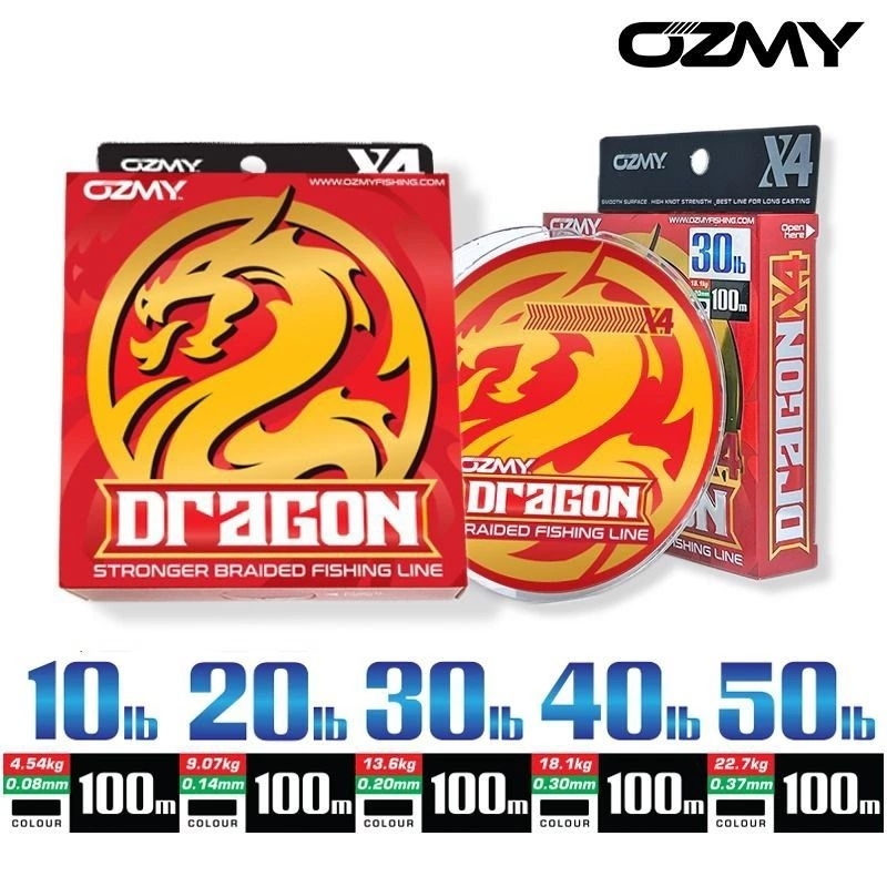 PE OZMY DRAGON X4 100M WARNA HITAM DAN BIRU