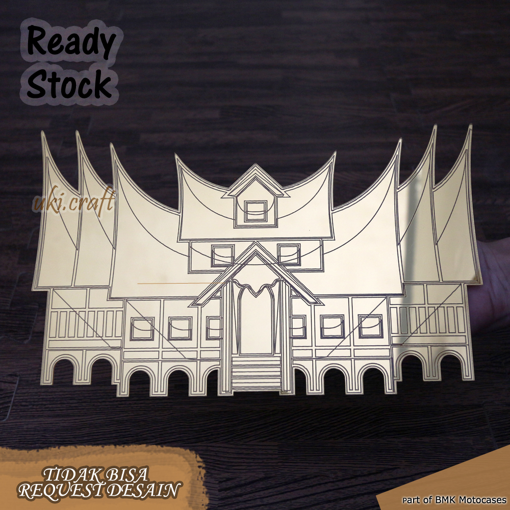 Rumah Gadang Akrilik Mirror Gold Dekorasi Mahar