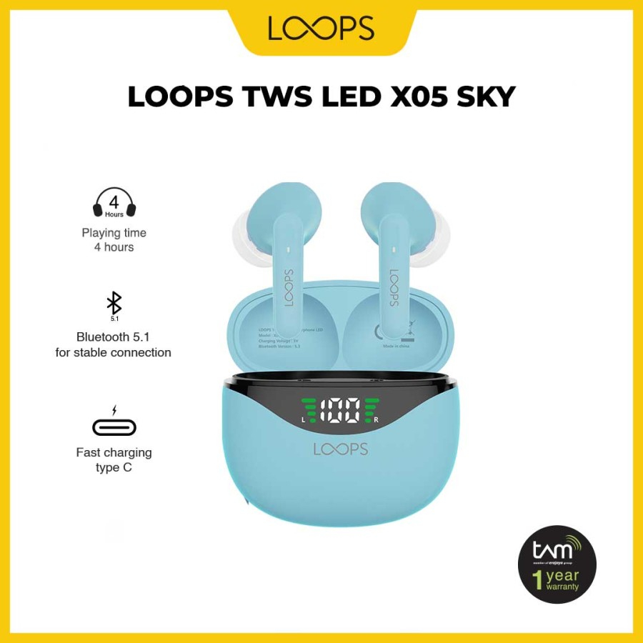 LOOPS TWS LED X05 TWS BLUETOOTH  - Sky
