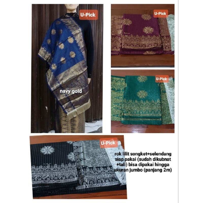 ROK SONGKET LILIT + SELENDANG SIAP PAKAI