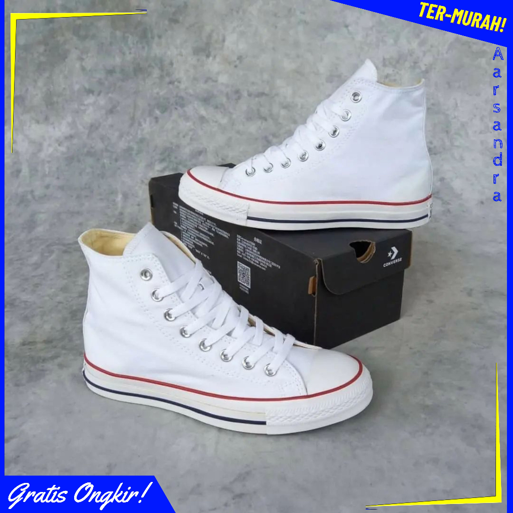 Sepatu Converse Putih Tinggi All Star Boot Sneakers Casual Pria Wanita - Aarsandra