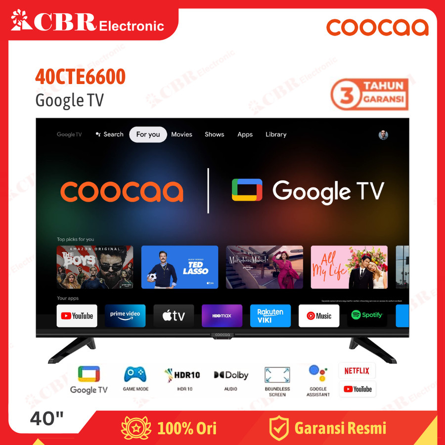 TV Coocaa 40 Inch LED 40CTE6600 (Full HD - Google TV)
