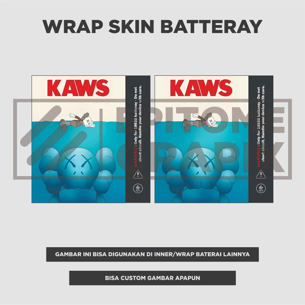 Wrap Skin Baterai 18650 - Pelindung Baterai 18650 KAWS
