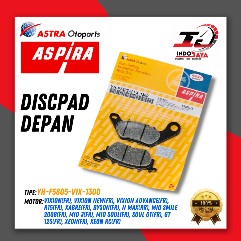 [BAYAR DI TEMPAT] ASPIRA DISCPAD KAMPAS REM DEPAN VIXION / NEW / ADVANCE / R15 / XABRE / BYSON / XEO
