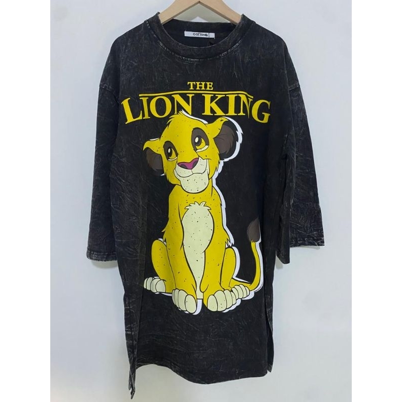 Kaos Wanita Oversize Black Wash Lion King Hijab lengan 7/8 | Atasan Jumbo Wanita Lengan 7/8 | Atasan