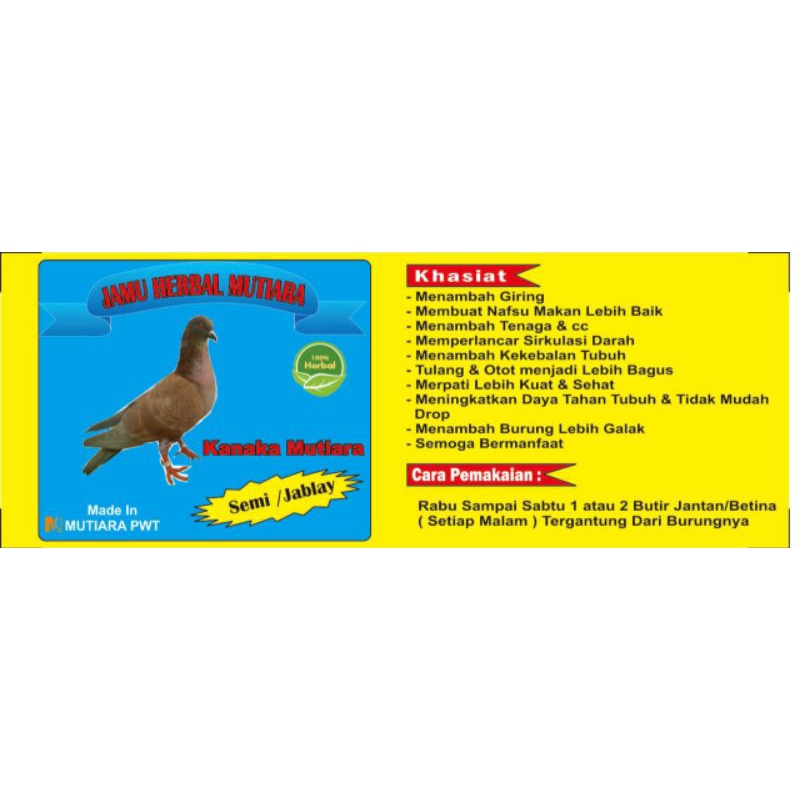 RK Jamu Merpati Kolong Mutiara Original Pil Herbal Merpati Manuver Semi Jabl