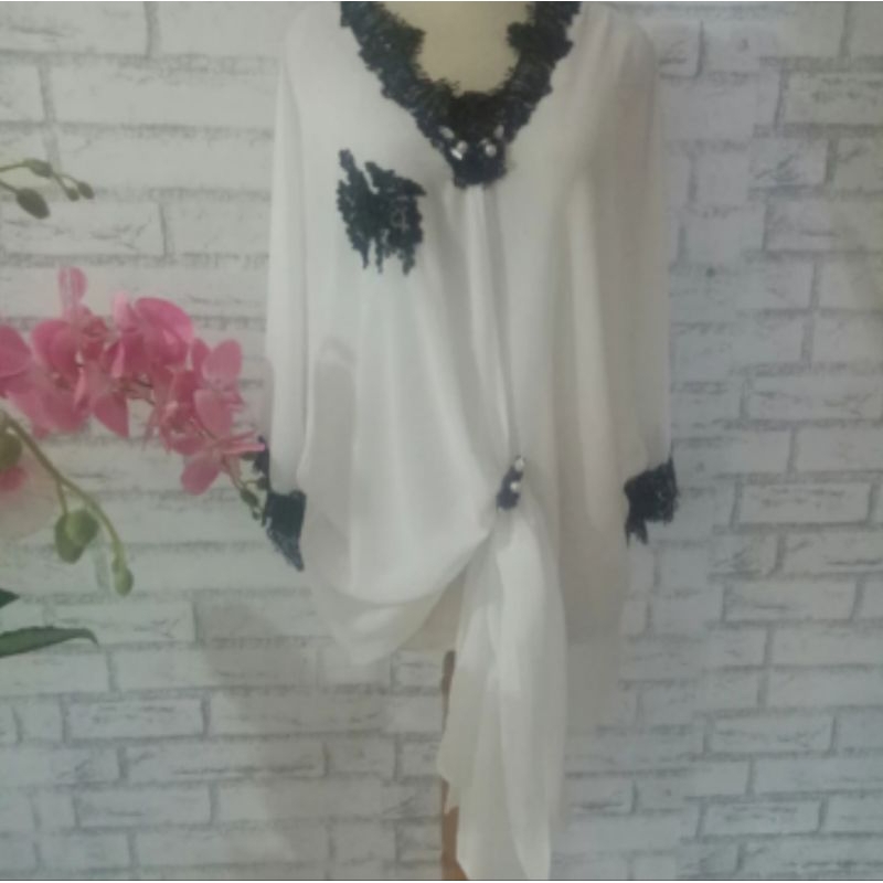 blouse putih all size big size/blouse cincin/blouse polos putih