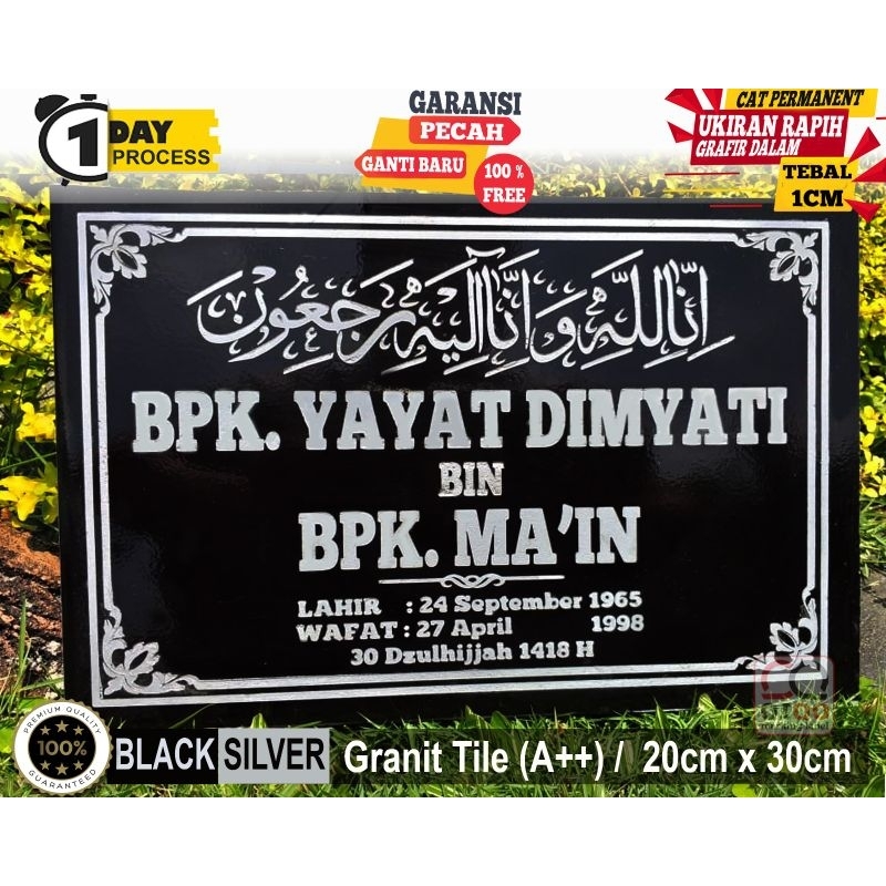 BATU NISAN MAKAM GRANIT UKIRAN NAMA GRAFIER